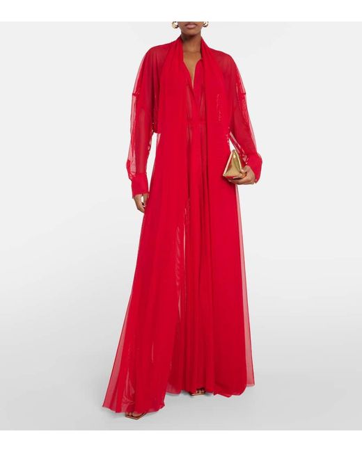 Vestido de fiesta de chifon Norma Kamali de color Red