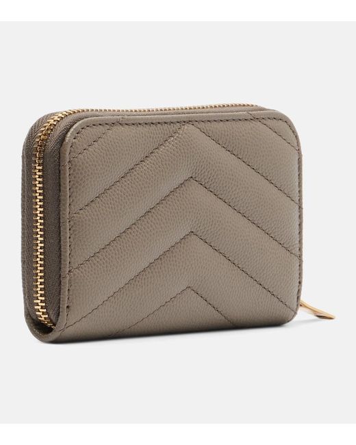 Saint Laurent Brown Cassandre Quilted Leather Card Case