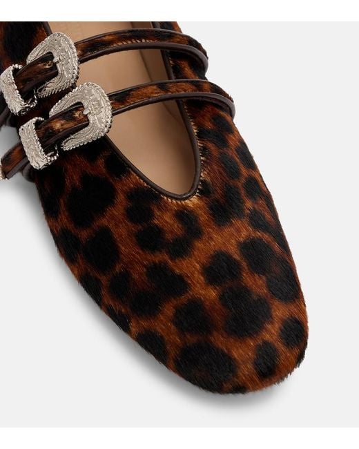 Le Monde Beryl Brown Claudia Calf Hair Mary Jane Flats