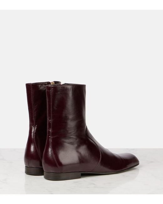 Khaite Brown Colt Leather Ankle Boots