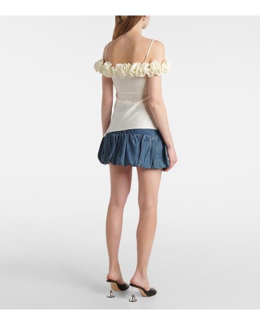 Coperni White Ruffled Off-Shoulder Top