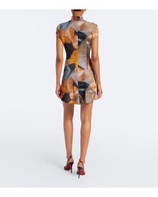 Roberto Cavalli Brown Ruched Trompe L'Oil Minidress