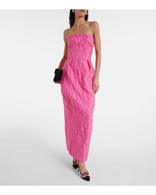 Robe longue en jacquard Monique Lhuillier en coloris Pink