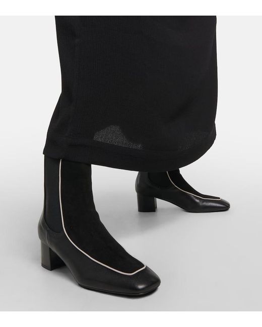Totême  Black Velvet-trimmed Leather Ankle Boots