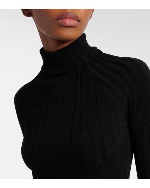 Perfect Moment Black Turtleneck Wool-Blend Jersey Bodysuit