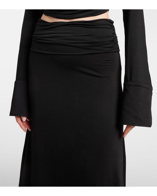 AYA MUSE Black Freya Draped Maxi Skirt