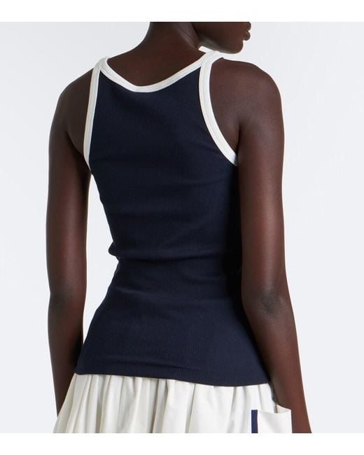 Prada Blue Ribbed-Knit Cotton Tank Top