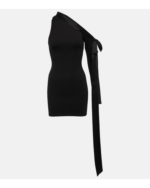 David Koma Black One-Shoulder Satin Minidress