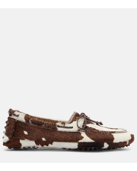 Le Monde Beryl Brown Printed Calf Hair Driving Shoes