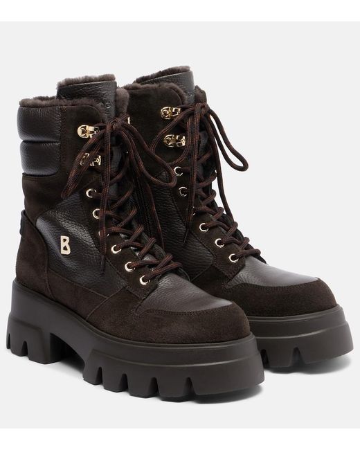Bogner Black Sapporo Shearling-Lined Leather Lace-Up Boots