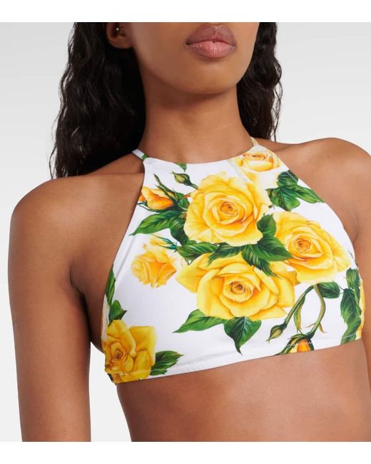 Bikini con scollo all'americana di Dolce & Gabbana in Yellow