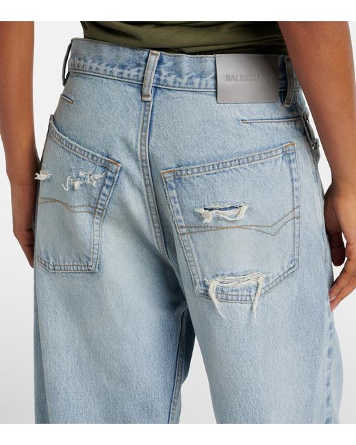Balenciaga Blue Frayed Tapered Jeans