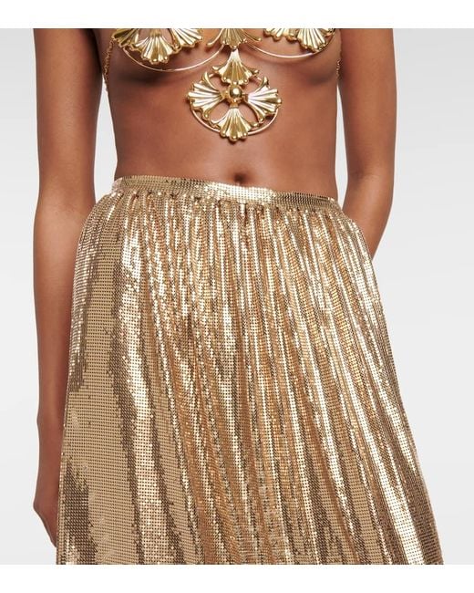 Rabanne Natural High-Rise Metallic Mesh Maxi Skirt