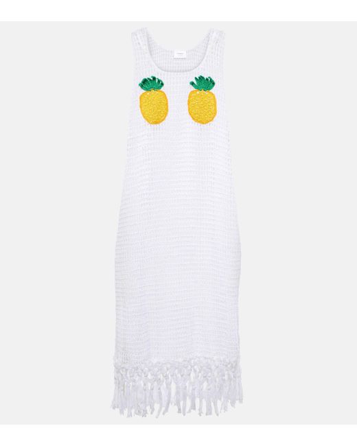 Robe Pineapple Mesh en crochet de coton Anna Kosturova en coloris White