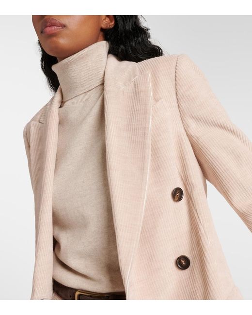 Brunello Cucinelli Natural Double-Breasted Blazer