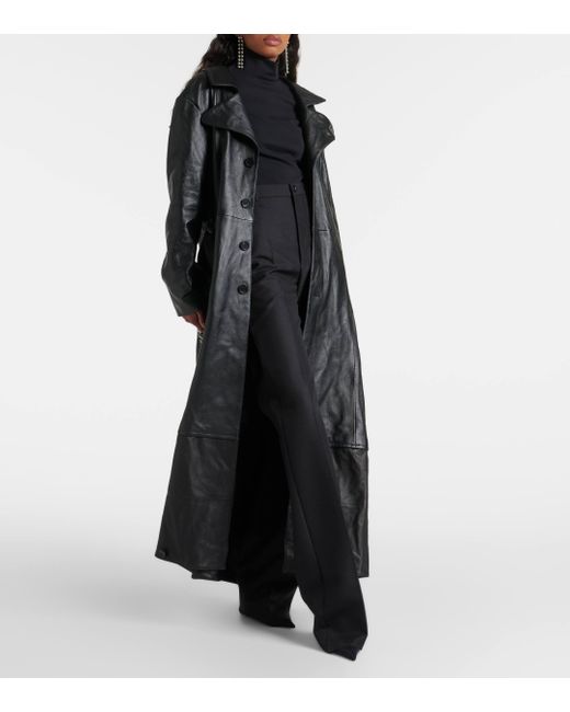 Manteau en cuir Balenciaga en coloris Black