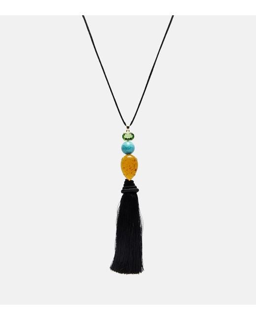 Jennifer Behr Metallic Izzie Tassel Embellished Necklace