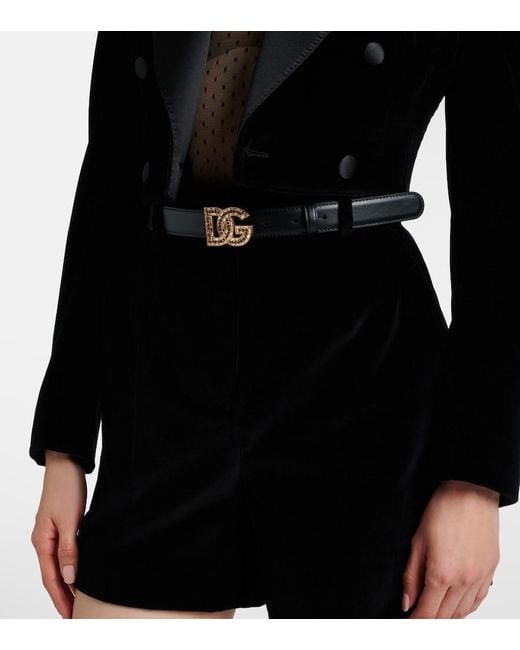 Dolce & Gabbana Black Dg Embellished Leather Belt