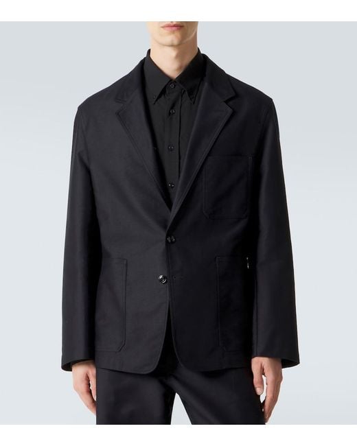 Lemaire Black Cotton Satin Suit Jacket for men