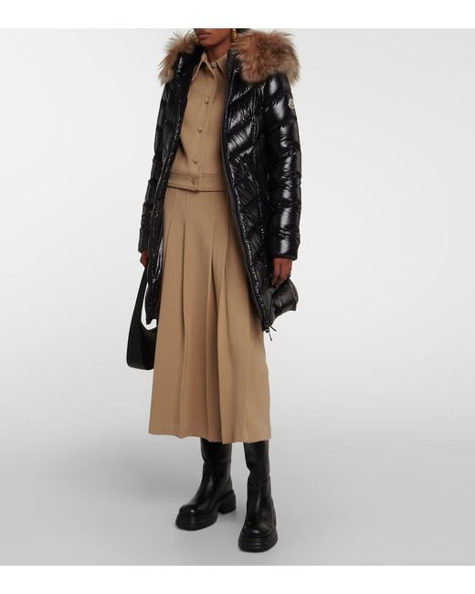 Moncler Marre Fur-trimmed Quilted Shell Coat in Black | Lyst