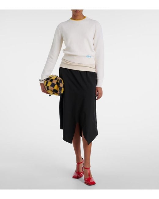 Loewe White Logo Embroidered Wool Sweater