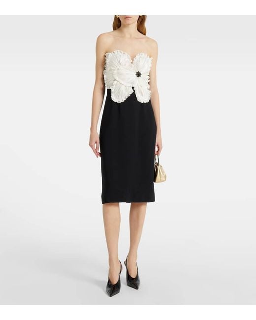 Vestido Corto Callula Con Aplique Floral Costarellos de color Black