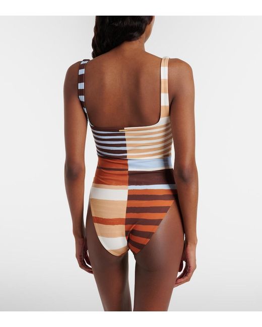 Cala De La Cruz White Vienna Striped Swimsuit