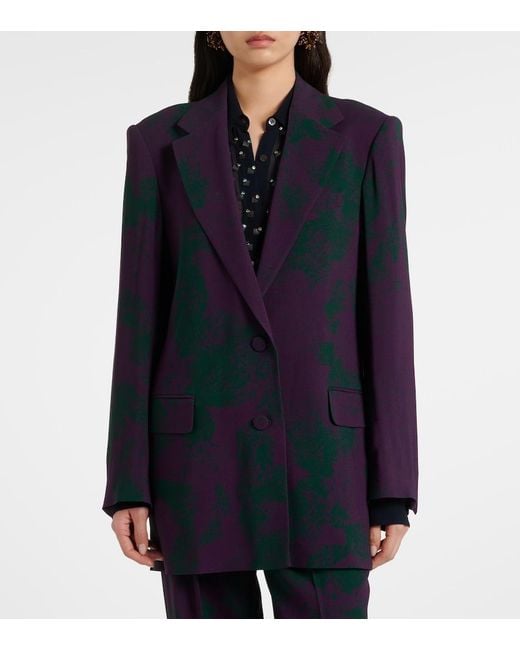 Dries Van Noten Blue Printed Blazer