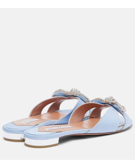 Aquazzura White Very Bow Tie Embellished Flats