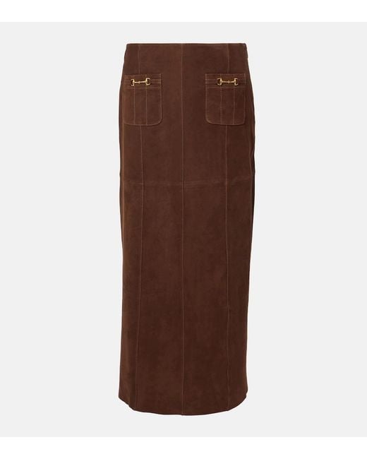 Rixo Brown Edwina Suede Skirt