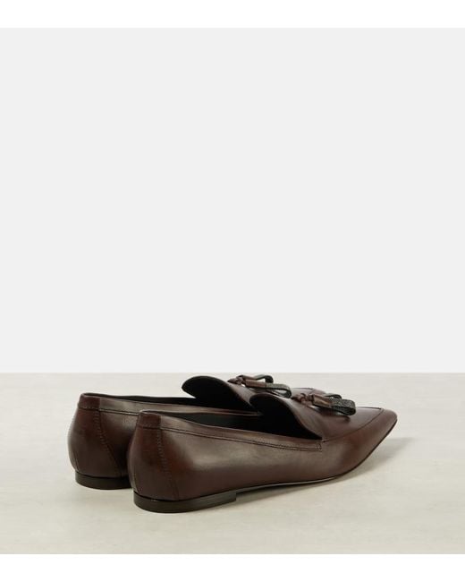 Brunello Cucinelli Brown Loafers Monili Aus Leder