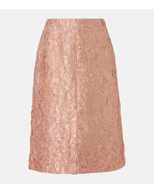 Dries Van Noten Pink Lame Midi Skirt