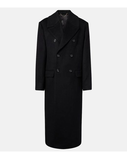 Totême Black Double-Breasted Cashmere Coat