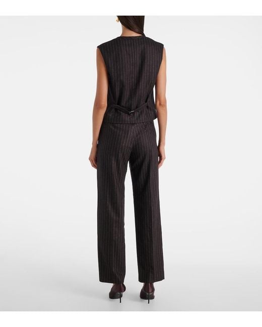 Blazé Milano Black Feral Pinstripe Wool And Cashmere Vest