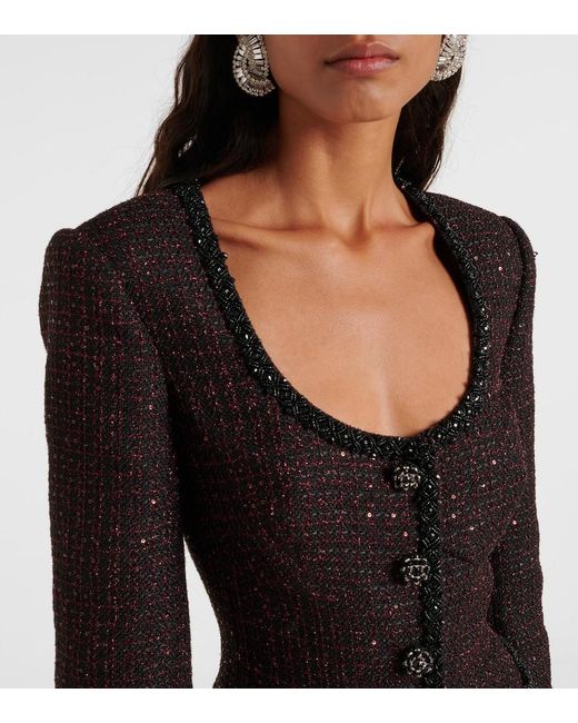 Self-Portrait Black Sequined Tweed Minidress