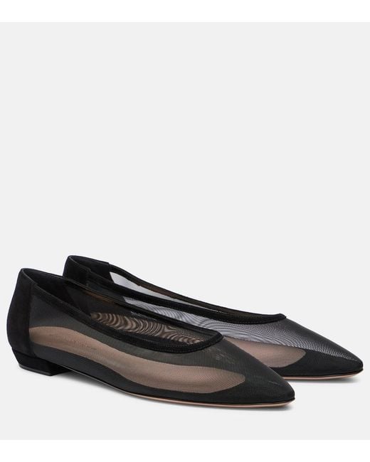 Gianvito Rossi Black Sheer Organza Ballet Flats