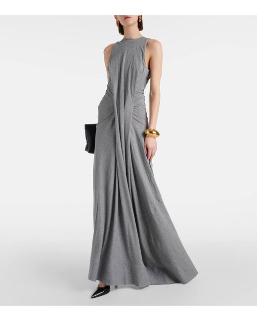 Vestido largo de algodon Victoria Beckham de color Gray