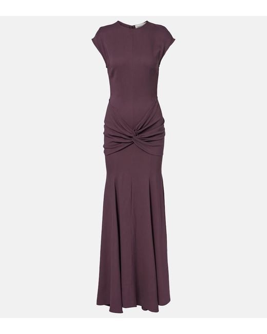 TOVE Purple Ames Gathered Jersey Maxi Dress