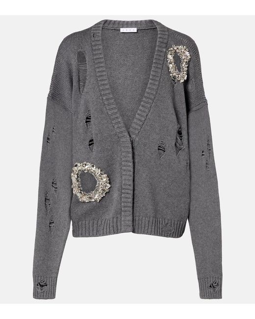 Area Gray Distressed Cotton And Cashmere Cardigan