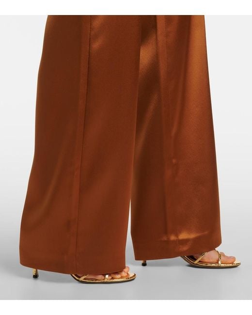 Galvan Brown Sister Moon Satin Wide-Leg Pants
