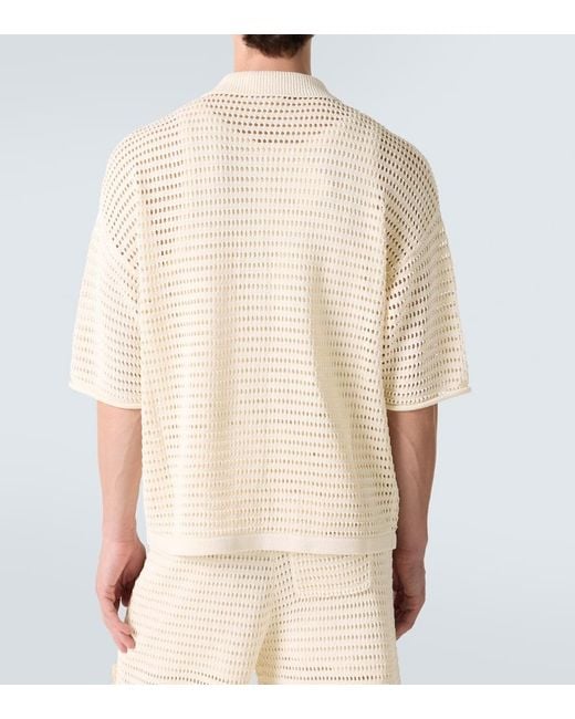 Commas Natural Crochet Floral-Applique Open-Knit Shirt for men