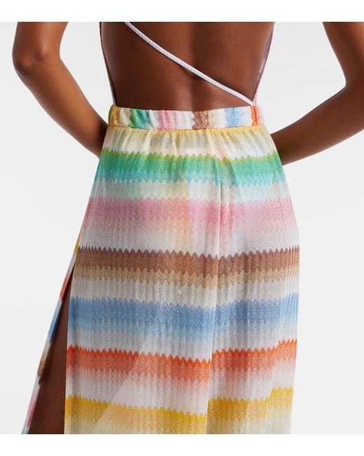 Missoni Green Zigzag Knitted Wide-Leg Pants