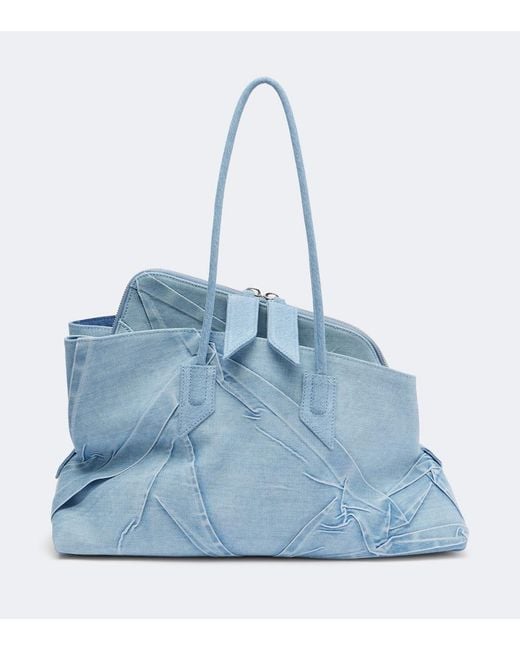 The Attico Blue La Passeggiata Medium Denim Tote Bag