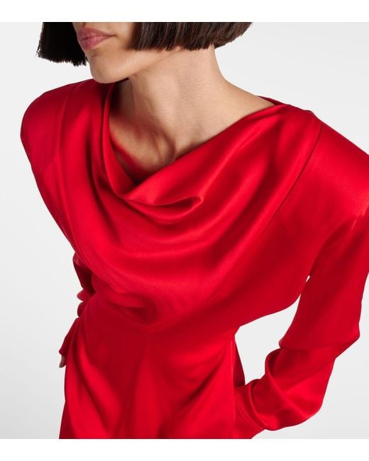 Stella McCartney Red Cowl Neck Satin Midi Dress
