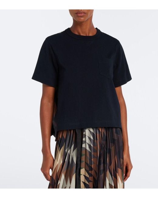 Sacai Black X A.P.C. Pleated Cotton T-Shirt