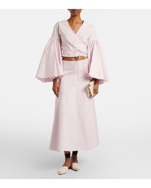 Jacquemus Pink Paysan Cotton Poplin Wrap Top
