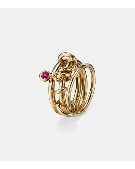 Spinelli Kilcollin White Sapphire Embellished Linked Gold Rings