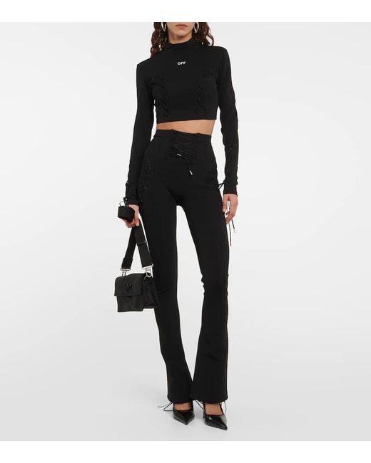 Off-White c/o Virgil Abloh Black Cropped Slim-Fit Top With Lace-Up Detailing