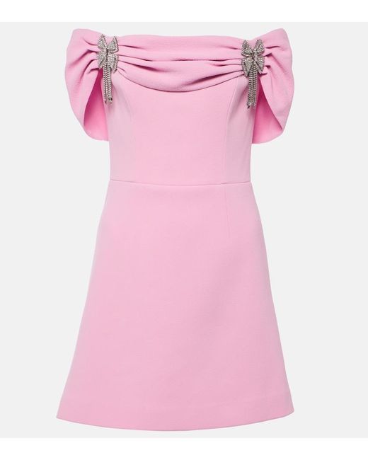 Rebecca Vallance Pink Odetta Embellished Bow-Detail Minidress
