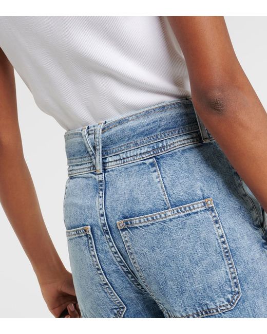 Veronica Beard Blue Belisa High-Rise Cargo Jeans